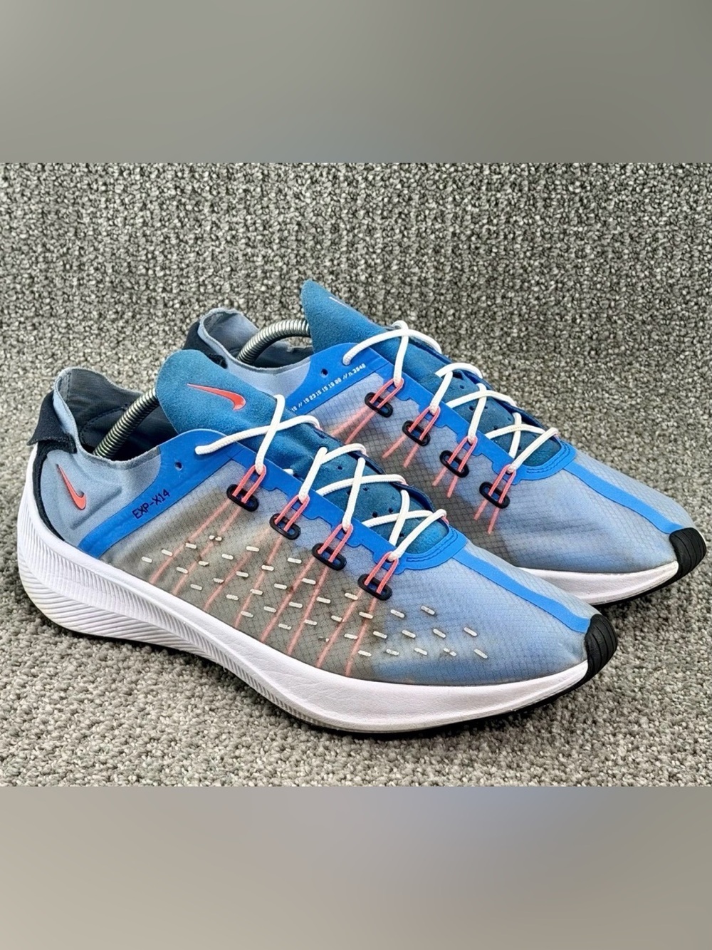 Nike EXP-X14 Light Blue Running Sneakers with Coral Accents